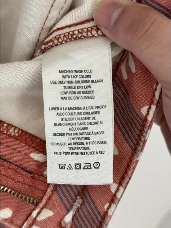 We The Free People Jeans Women’s 29 Float On Super Flare Orange Hibiscus Floral - Picture 4 of 7